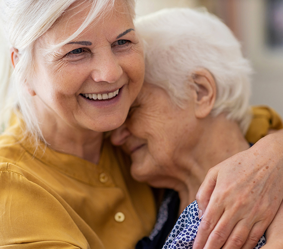 Woman spending time with her elderly mother